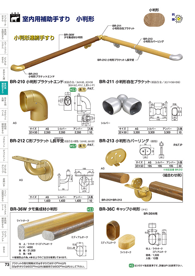 室内用補助手すり 小判形（73）｜｜株式会社シロクマ