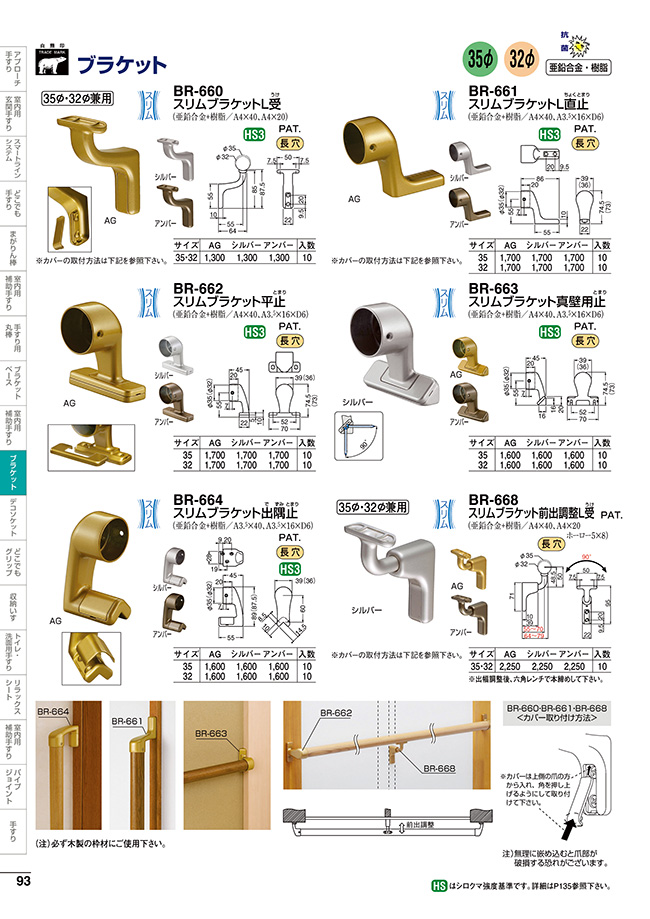 特価キャンペーン シロクマ 白熊印 入隅ブラケット前出調整止 BR-666 手すり用部品 金物 手摺 てすり パーツ